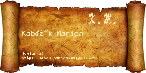 Kabók Marica névjegykártya